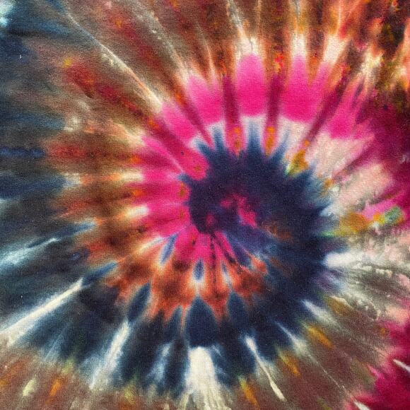 Ice Dyed T-shirt - Tie Dye Blue Brown - Colander Spiral - Handmade (Medium) - Picture 6 of 10